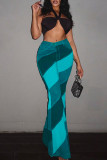 Grey Fashion Casual Print Basic Boot Cut High Waist Trousers