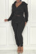 Black Fashion Casual Solid Zipper Hooded Collar Long Sleeve Two Pieces