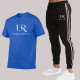 Blue Fashion Sportswear Print Patchwork O Neck Short Sleeve Two Pieces