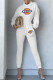 White Fashion Street Print Patchwork Hooded Collar Long Sleeve Two Pieces
