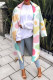 Colour Fashion Casual Print Cardigan Turndown Collar Outerwear