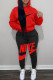 Red Fashion Casual Print Patchwork Hooded Collar Long Sleeve Two Pieces