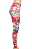Colour Fashion Casual Print Basic Skinny High Waist Pencil Trousers