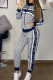 Multicolor Fashion Casual Print Patchwork Zipper Collar Long Sleeve Two Pieces