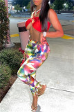 Colour Fashion Casual Print Basic Skinny High Waist Pencil Trousers