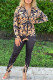 Black Fashion Casual Print Patchwork Zipper Collar Long Sleeve Two Pieces