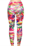 Colour Fashion Casual Print Basic Skinny High Waist Pencil Trousers