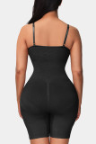 Black Sexy Sportswear Solid Backless Spaghetti Strap Skinny Romper