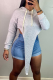 Grey Casual Solid Patchwork Hooded Collar Tops