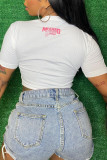Pink Casual Print Patchwork T-Shirts