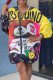 Yellow Casual Print Patchwork Zipper Collar Outerwear
