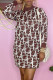 Brown Fashion Street Print Patchwork O Neck One Step Skirt Dresses