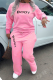 Pink Casual Print Patchwork O Neck Long Sleeve Two Pieces
