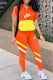 Orange Fashion Casual Print Patchwork Zipper Collar Short Sleeve Two Pieces