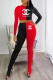 Black Fashion Casual Print Patchwork O Neck Long Sleeve Two Pieces