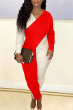 Coffee Casual Elegant Solid Patchwork Asymmetrical V Neck Long Sleeve Two Pieces