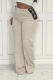Apricot Casual Solid Hollowed Out Regular Mid Waist Straight Patchwork Bottoms
