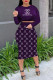Purple Fashion Casual Print Patchwork O Neck Long Sleeve Two Pieces