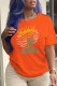 Orange Casual Street Print Patchwork O Neck T-Shirts