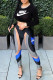 Black Fashion Sportswear Print Patchwork O Neck Long Sleeve Two Pieces