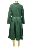 Red Elegant Solid Patchwork Turndown Collar Outerwear