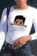 White Sweet Street Character Patchwork O Neck Tops