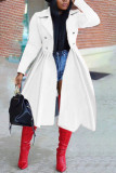 Red Elegant Solid Patchwork Turndown Collar Outerwear