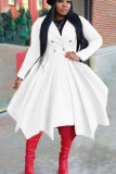 Red Elegant Solid Patchwork Turndown Collar Outerwear