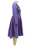 Red Elegant Solid Patchwork Turndown Collar Outerwear