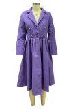 Red Elegant Solid Patchwork Turndown Collar Outerwear