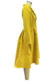 Red Elegant Solid Patchwork Turndown Collar Outerwear