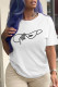 White Fashion Street Print Patchwork O Neck T-Shirts