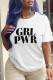 White Casual Street Print Patchwork Letter O Neck T-Shirts