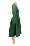 Red Elegant Solid Patchwork Turndown Collar Outerwear