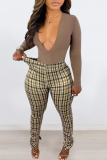 Coffee Sexy Print Patchwork Boot Cut Mid Waist Speaker Full Print Bottoms