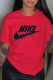 Red Fashion Casual Print Patchwork O Neck T-Shirts