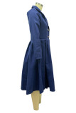 Red Elegant Solid Patchwork Turndown Collar Outerwear