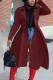 Wine Red Elegant Solid Patchwork Turndown Collar Outerwear