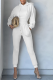 White Casual Solid Patchwork Hooded Collar Long Sleeve Two Pieces