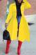 Yellow Elegant Solid Patchwork Turndown Collar Outerwear