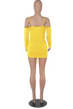 Pink Sexy Solid Patchwork Draw String Fold V Neck One Step Skirt Dresses