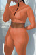 Orange Sportswear Solid Patchwork Zipper Collar Long Sleeve Two Pieces