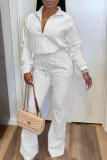 Pink Casual Solid Zipper Turndown Collar Long Sleeve Two Pieces