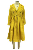 Red Elegant Solid Patchwork Turndown Collar Outerwear