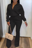 Pink Casual Solid Zipper Turndown Collar Long Sleeve Two Pieces
