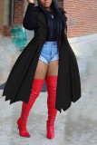 Red Elegant Solid Patchwork Turndown Collar Outerwear