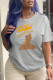 Grey Casual Street Print Patchwork O Neck T-Shirts