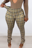 Coffee Sexy Print Patchwork Boot Cut Mid Waist Speaker Full Print Bottoms