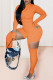 Tangerine Sexy Solid Hollowed Out Patchwork Half A Turtleneck Regular Jumpsuits