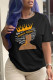 Black Casual Street Print Patchwork O Neck T-Shirts
